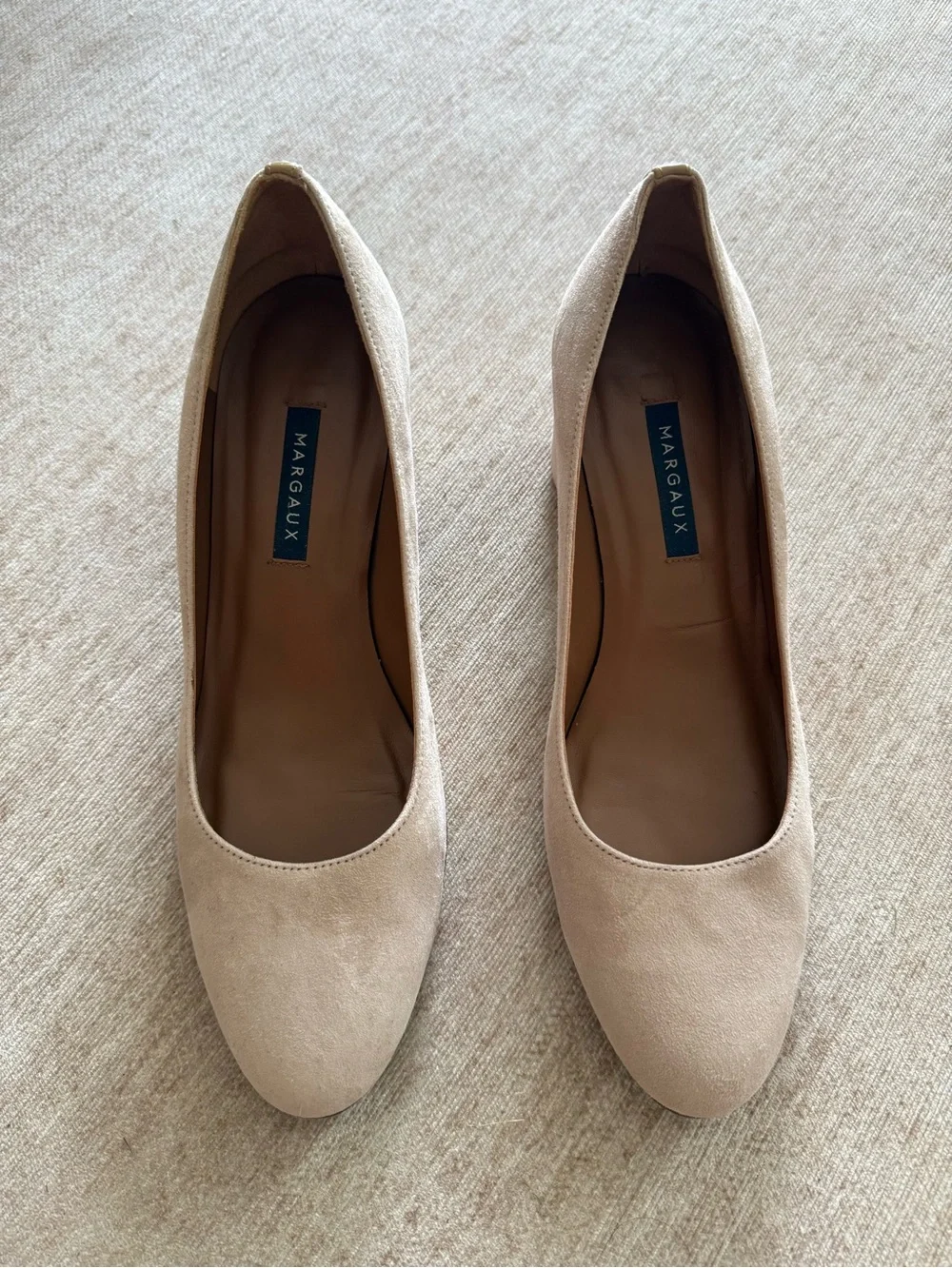 Margaux Nude Suede Block Heel Pumps